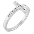 Platinum Round Natural Diamond Sideways Cross Ring