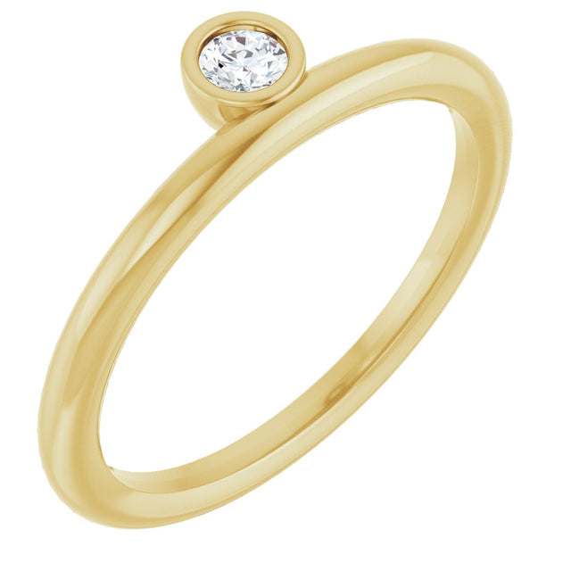 14K Gold Marquise Natural Diamond Bezel-Set Stackable Ring - Yellow Gold