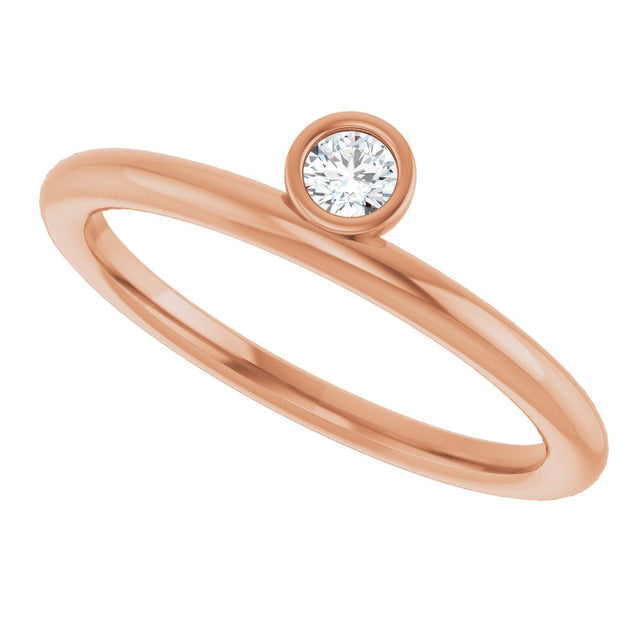14K Gold Marquise Natural Diamond Bezel-Set Stackable Ring - Rose Gold - view 5