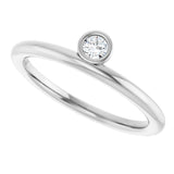 Platinum Marquise Natural Diamond Bezel-Set Stackable Ring - view 5