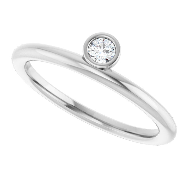 Platinum Marquise Natural Diamond Bezel-Set Stackable Ring - view 5
