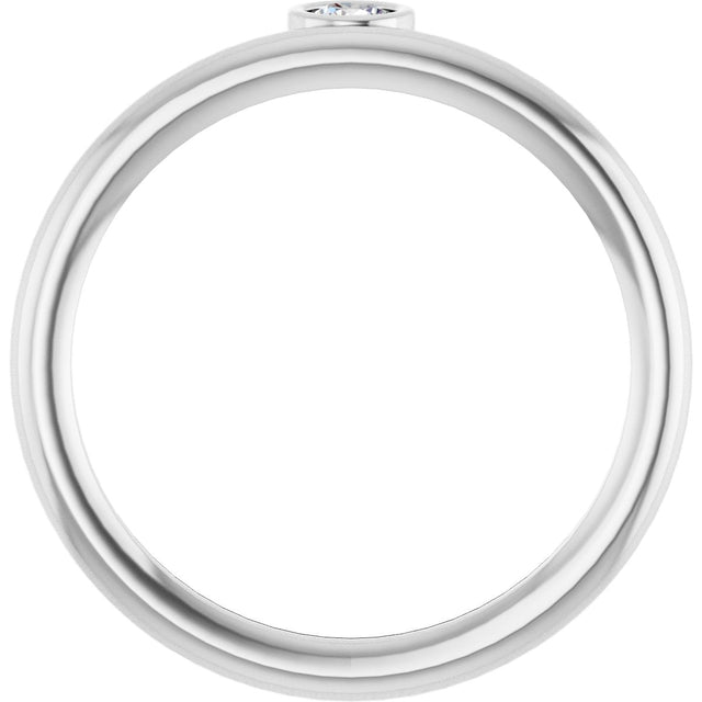 Platinum Marquise Natural Diamond Bezel-Set Stackable Ring - view 2