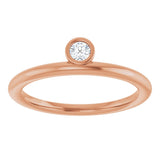 14K Gold Marquise Natural Diamond Bezel-Set Stackable Ring - Rose Gold - view 3