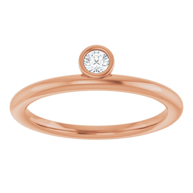 14K Gold Marquise Natural Diamond Bezel-Set Stackable Ring - Rose Gold - view 3