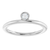 Platinum Marquise Natural Diamond Bezel-Set Stackable Ring - view 3