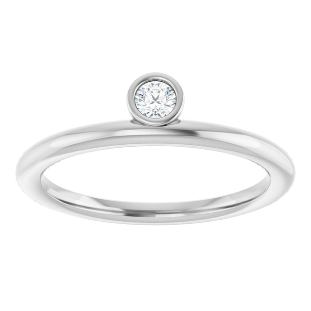 Platinum Marquise Natural Diamond Bezel-Set Stackable Ring - view 3