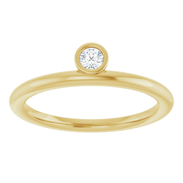 14K Gold Marquise Natural Diamond Bezel-Set Stackable Ring - Yellow Gold - view 3