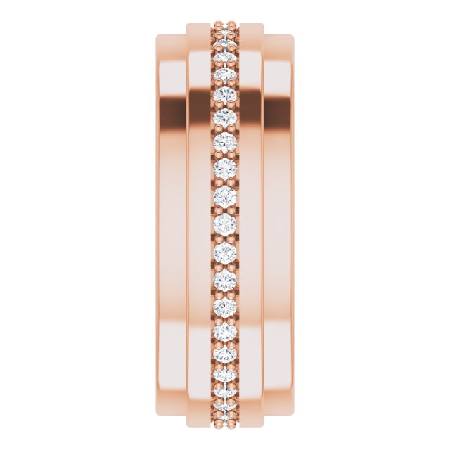 14K Gold Natural Diamond Stepped Edge Eternity Band – 1/3–3/8 CTW - Rose Gold - view 14