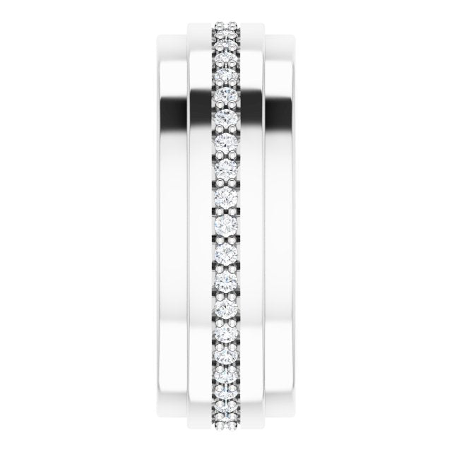 14K Gold Natural Diamond Stepped Edge Eternity Band – 1/3–3/8 CTW - White Gold - view 14