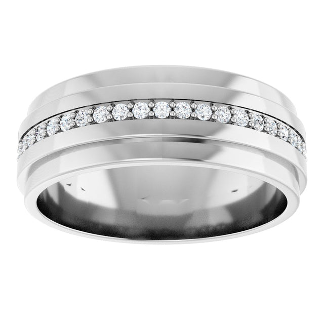 14K Gold Natural Diamond Stepped Edge Eternity Band – 1/3–3/8 CTW - White Gold - view 13