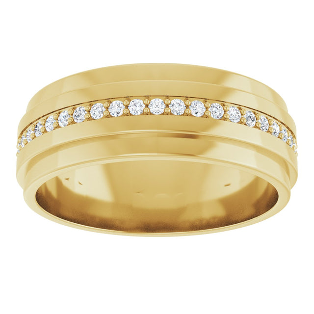 14K Gold Natural Diamond Stepped Edge Eternity Band – 1/3–3/8 CTW - Yellow Gold - view 13