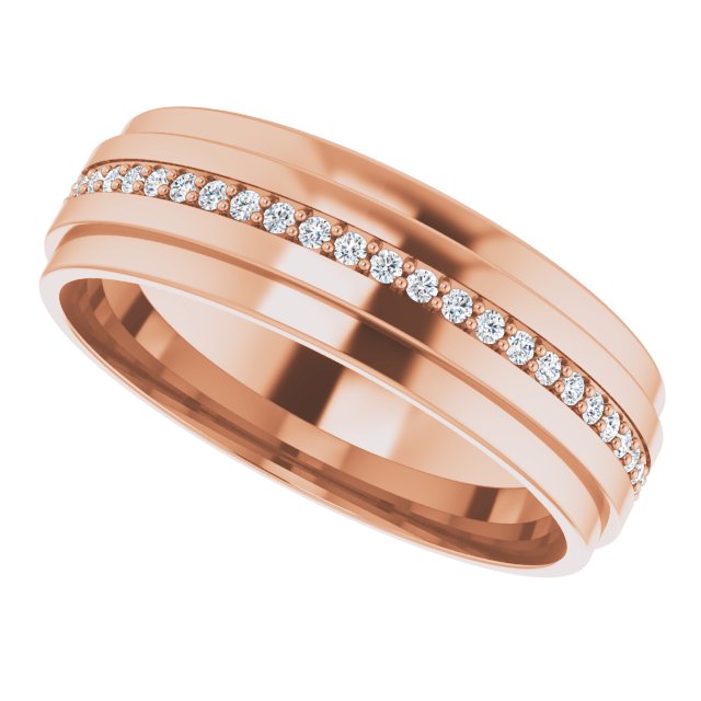 14K Gold Natural Diamond Stepped Edge Eternity Band – 1/3–3/8 CTW - Rose Gold - view 15