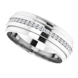 14K Gold Natural Diamond Stepped Edge Eternity Band – 1/3–3/8 CTW - White Gold - view 15