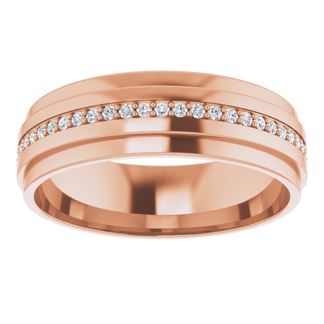 14K Gold Natural Diamond Stepped Edge Eternity Band – 1/3–3/8 CTW - Rose Gold - view 13