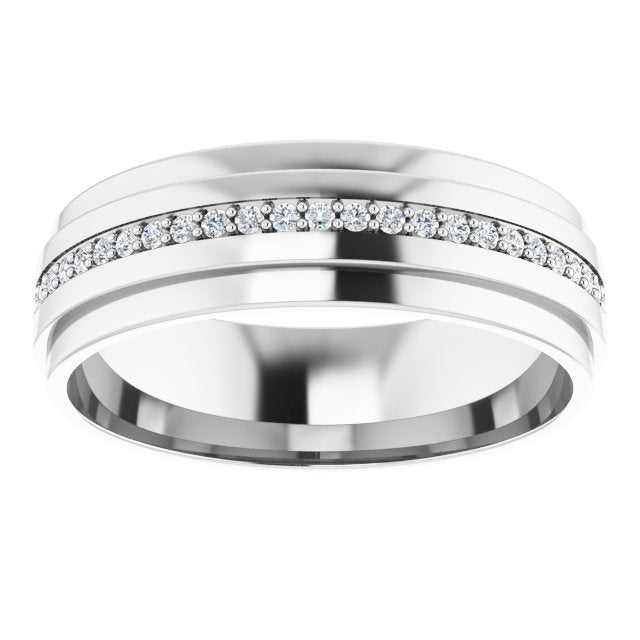 14K Gold Natural Diamond Stepped Edge Eternity Band – 1/3–3/8 CTW - White Gold - view 13