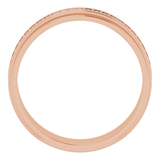 14K Gold Natural Diamond Stepped Edge Eternity Band – 1/3–3/8 CTW - Rose Gold - view 12