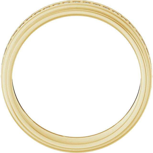 14K Gold Natural Diamond Stepped Edge Eternity Band – 1/3–3/8 CTW - Yellow Gold - view 12