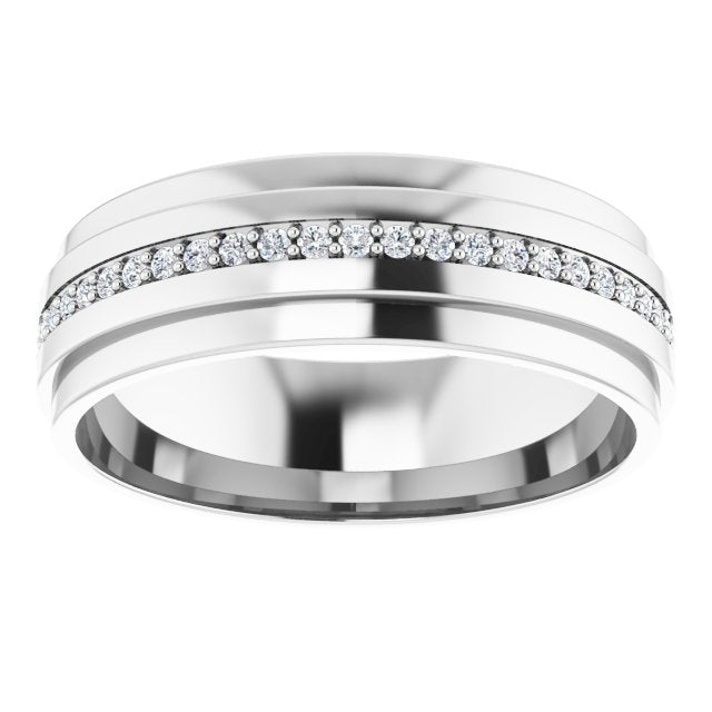 14K Gold Natural Diamond Stepped Edge Eternity Band – 1/3–3/8 CTW - White Gold - view 13