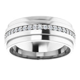 14K Gold Natural Diamond Stepped Edge Eternity Band – 1/3–3/8 CTW - White Gold - view 13