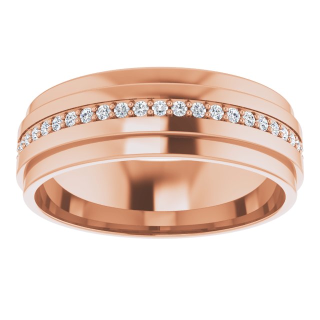 14K Gold Natural Diamond Stepped Edge Eternity Band – 1/3–3/8 CTW - Rose Gold - view 13