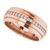 14K Gold Natural Diamond Stepped Edge Eternity Band – 1/3–3/8 CTW - Rose Gold - view 15