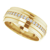 14K Gold Natural Diamond Stepped Edge Eternity Band – 1/3–3/8 CTW - Yellow Gold - view 15