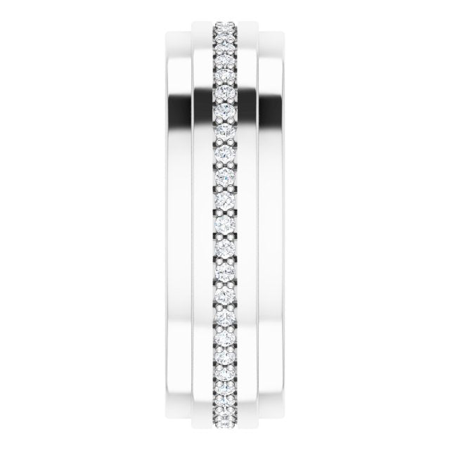 14K Gold Natural Diamond Stepped Edge Eternity Band – 1/3–3/8 CTW - White Gold - view 14