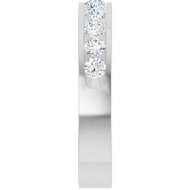 14K Gold Round Natural Diamond Channel-Set Eleven-Stone Anniversary Band – 5/8 CTW - White Gold - view 4