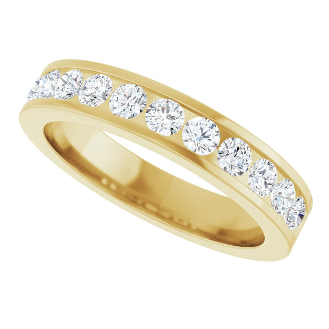 14K Gold Round Lab-Grown Diamond Channel-Set Eleven-Stone Anniversary Band – 5/8 CTW - Yellow Gold - view 5