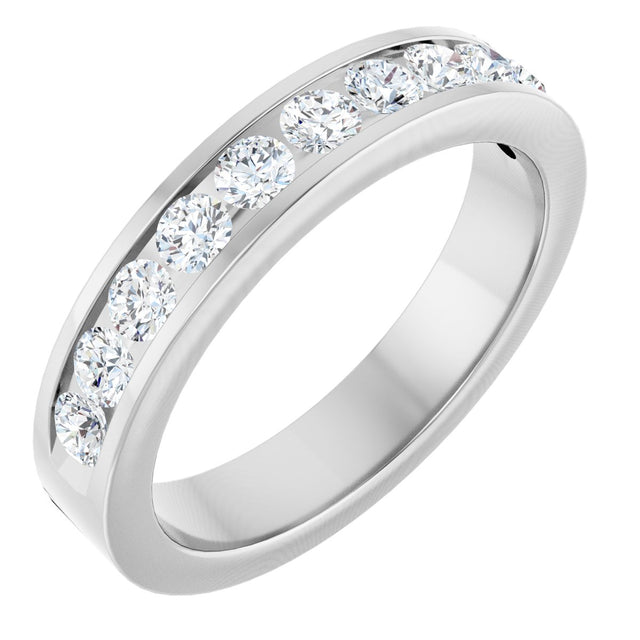 Platinum Round Natural Diamond Channel-Set Eleven-Stone Anniversary Band – 3/4 CTW