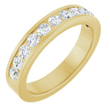 14K Gold Round Natural Diamond Channel-Set Eleven-Stone Anniversary Band – 3/4 CTW - Yellow Gold