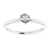 Platinum Round Natural Diamond Hexagon Stackable Ring - view 3