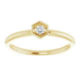 14K Gold Round Natural Diamond Hexagon Stackable Ring - Yellow Gold - view 3