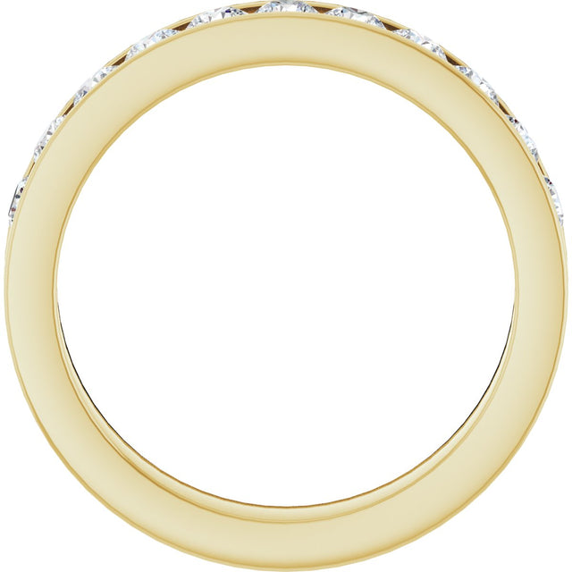 14K Gold Round Natural Diamond Channel-Set Eleven-Stone Anniversary Band – 5/8 CTW - Yellow Gold - view 2