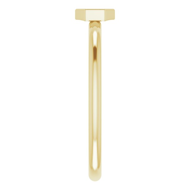 14K Gold Round Natural Diamond Hexagon Stackable Ring - Yellow Gold - view 4