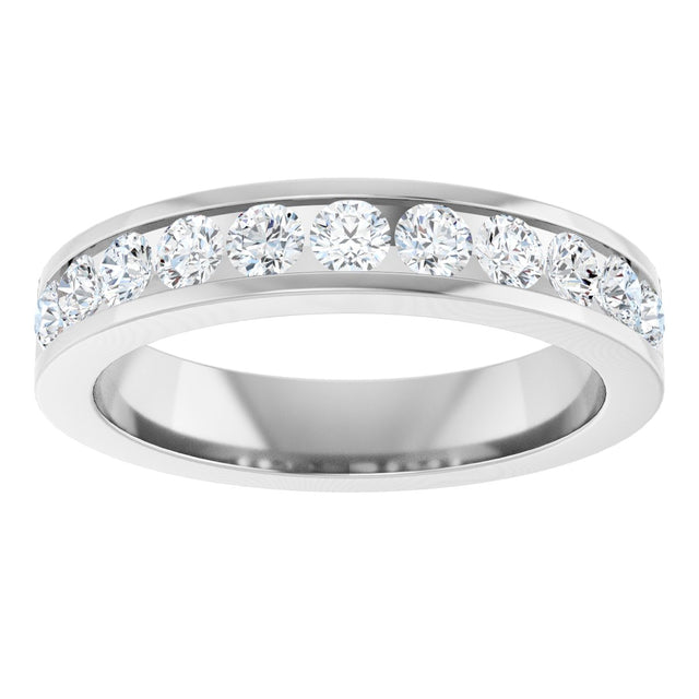 14K Gold Round Natural Diamond Channel-Set Eleven-Stone Anniversary Band – 5/8 CTW - White Gold - view 3