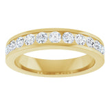 14K Gold Round Natural Diamond Channel-Set Eleven-Stone Anniversary Band – 3/4 CTW - Yellow Gold - view 3