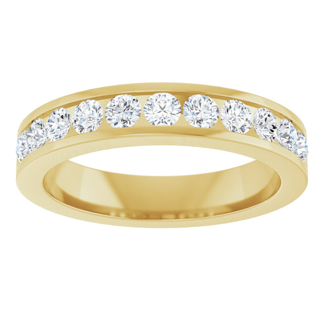 14K Gold Round Lab-Grown Diamond Channel-Set Eleven-Stone Anniversary Band – 5/8 CTW - Yellow Gold - view 3
