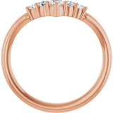 14K Gold Round Natural Diamond Accented Graduated V Ring - Rose Gold - view 2