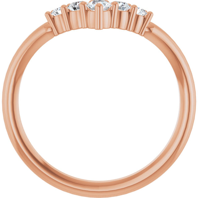 14K Gold Round Lab-Grown Diamond Accented Graduated V Ring - Rose Gold - view 2