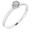 Platinum Round Natural Diamond Hexagon Stackable Ring