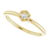 14K Gold Round Natural Diamond Hexagon Stackable Ring - Yellow Gold - view 5