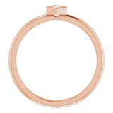 14K Gold Round Natural Diamond Hexagon Stackable Ring - Rose Gold - view 2