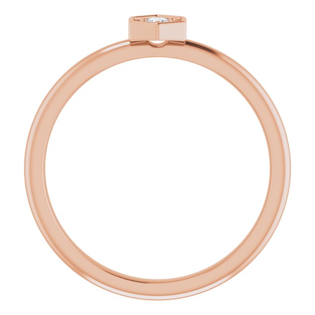 14K Gold Round Natural Diamond Hexagon Stackable Ring - Rose Gold - view 2