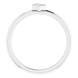 Platinum Round Natural Diamond Hexagon Stackable Ring - view 2