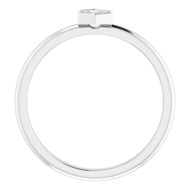 Platinum Round Natural Diamond Hexagon Stackable Ring - view 2