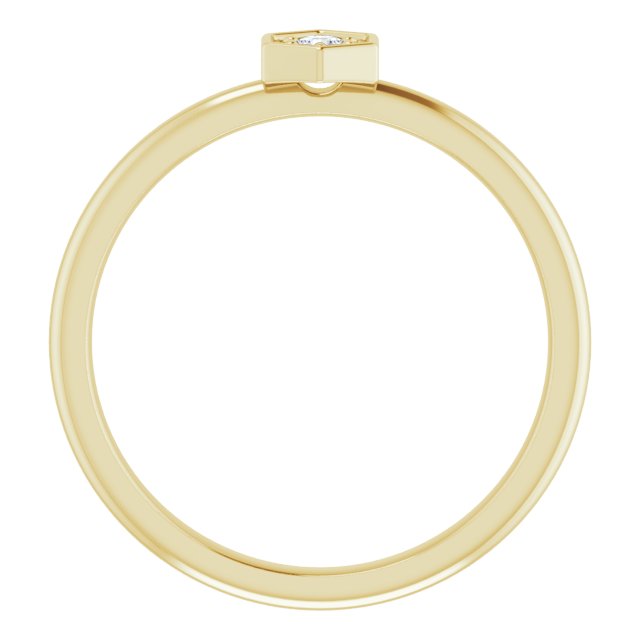 14K Gold Round Natural Diamond Hexagon Stackable Ring - Yellow Gold - view 2
