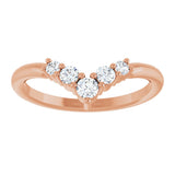 14K Gold Round Natural Diamond Accented Graduated V Ring - Rose Gold - view 3