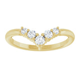 14K Gold Round Natural Diamond Accented Graduated V Ring - Yellow Gold - view 3