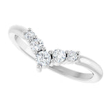 14K Gold Round Lab-Grown Diamond Accented Graduated V Ring - White Gold - view 5
